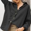 Plus Size Fashion Collar Long Sleeve Blouse Casual Cotton Linen Loose Women's Shirt