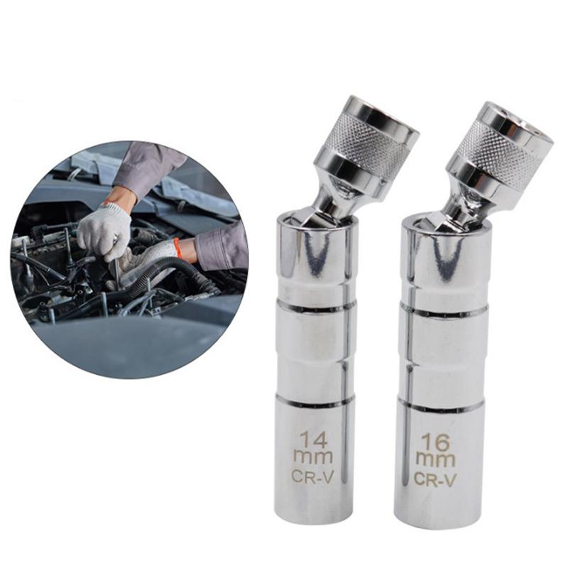 3/8"Spark Plug Socket Wrench Universal Joint Magnetic Spark Plug Sleeve Flexible Removal Tool 14Mm 16Mm Drive Cr-V 12-Point