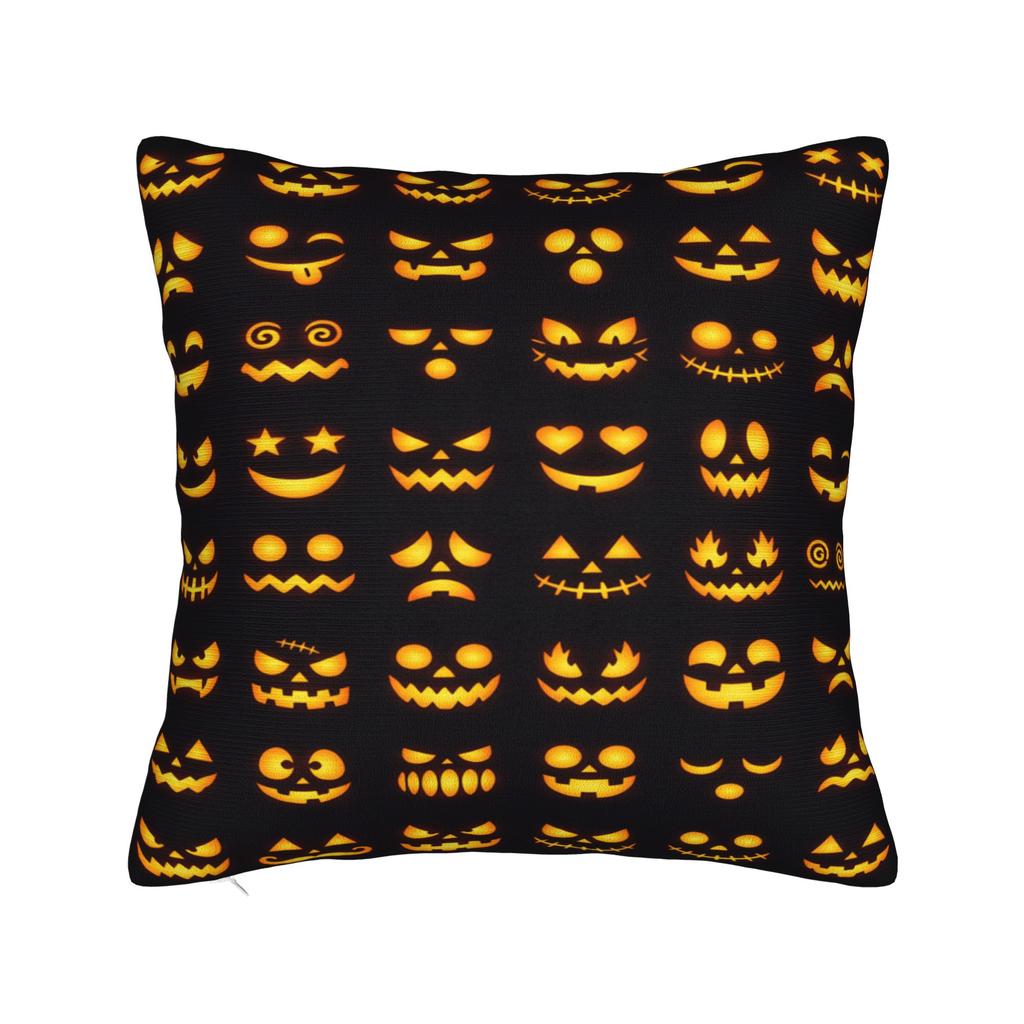Pillow Case Halloween Pumpkin Striped Geometric Seamless Pattern Comfy Pillow Cover For Sofa Car Home Decor Funny Pillowcases