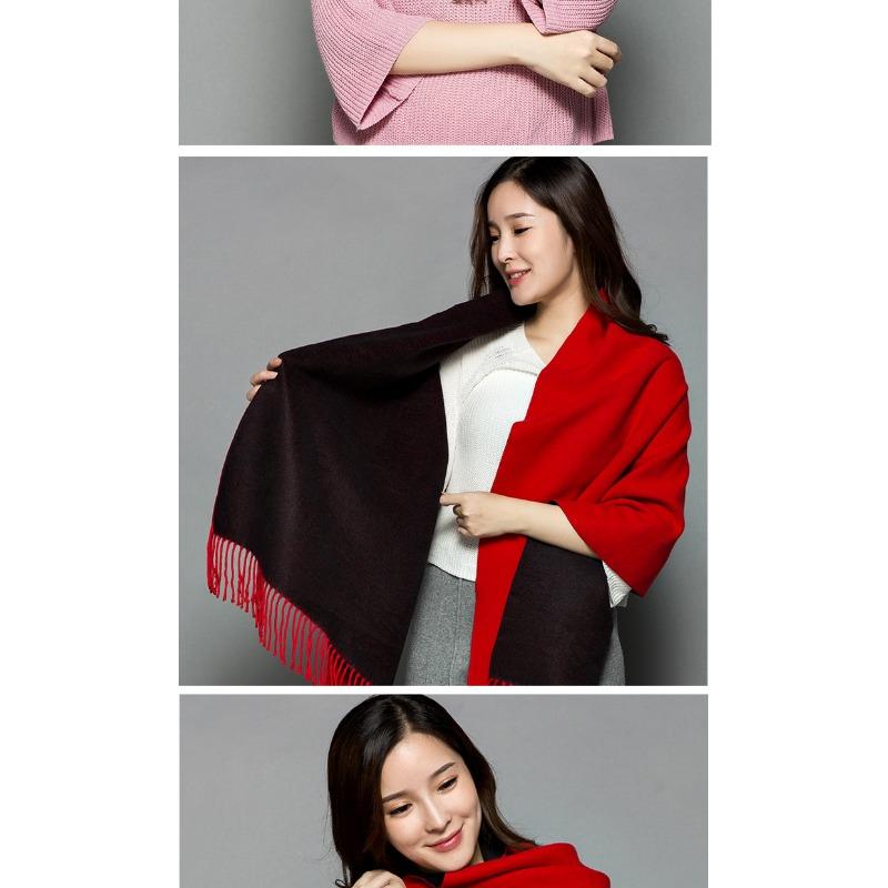 Soft Faux Cashmere Double Sided Scarf Women Fashion Winter Warm Shawl