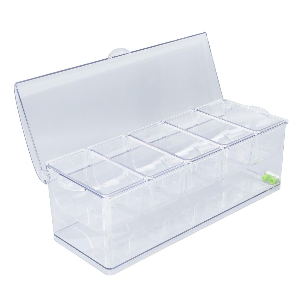Ice Chilled Condiment Server Plastic Storage Cold Food Container Clear Sauce Caddy Serving Tray Container with Lid