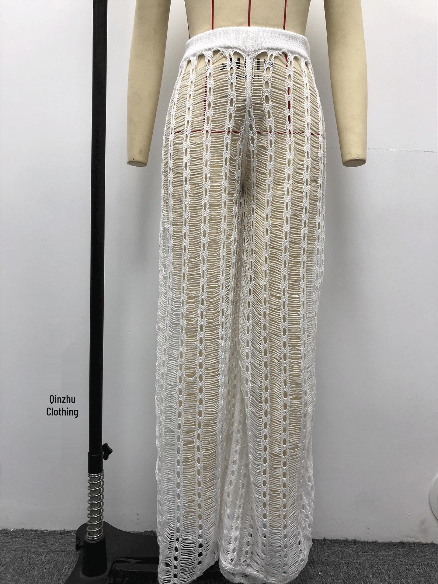 

Сексуальная миди-юбка с сетчатыми вырезами, разрезом и вязаными деталями на шнуровке для женщин Large белый