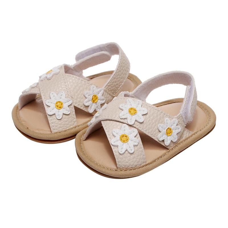 

Сандалии с цветочным принтом и перекрестными ремешками для маленьких девочек, ходунки на резиновой подошве для малышей, противоскользящая обувь 13-M