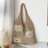 Large Capacity Beach Knitting Bag Flowers Pattern Hollow Shoulder Bag Crochet Tote Bag  Office