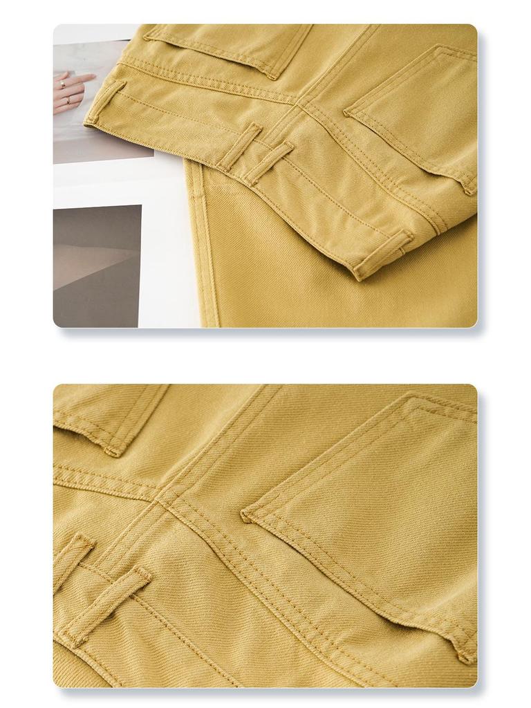 Women's Yellow Retro High-Waist Slimming Jeans, Spring 2025 Collection