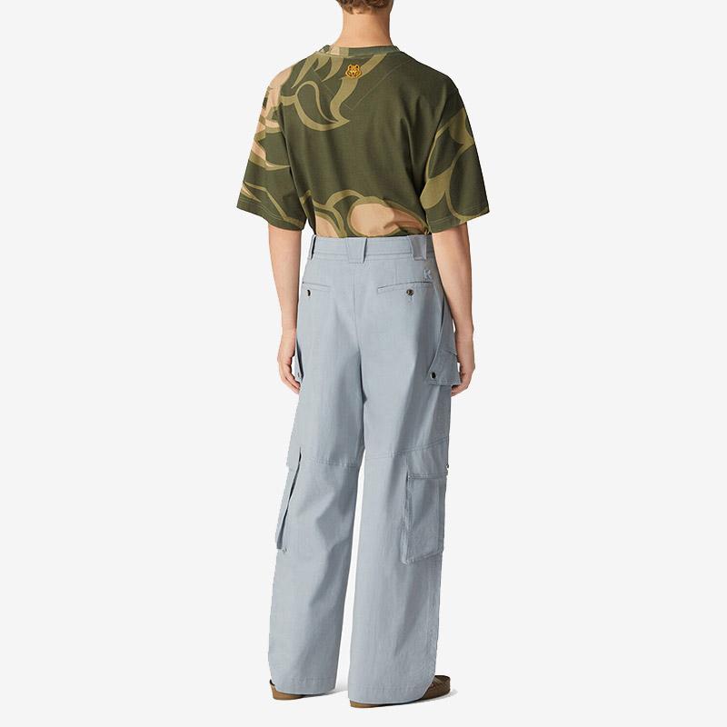 Kenzo Casual Pants Men's Gray Blue Moderate Cargo Pants FB55PA4319SA-94