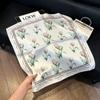 71Cm New Chinese Simulation Silk Square Scarf Soft and Skin-friendly Ink Flower Rhyme Printing Silk Scarf Neck Sunscreen Small Scarf