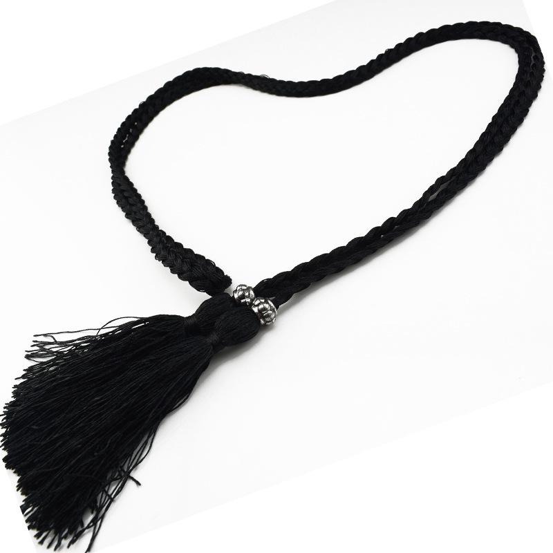 Damesleren riem in Koreaanse stijl met strik en kwastje tailleketting