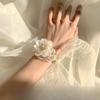 Korean Style Wedding Wrist & Boutonniere Floral Bracelets for Bridesmaids & Groomsmen