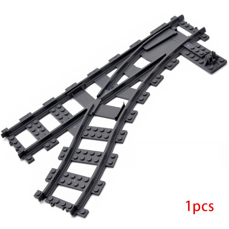 City Trains Left and Right Points Flexible Switch Railway Crossing Tracks Rails Forked Straight Curved Building Block Bricks Toy