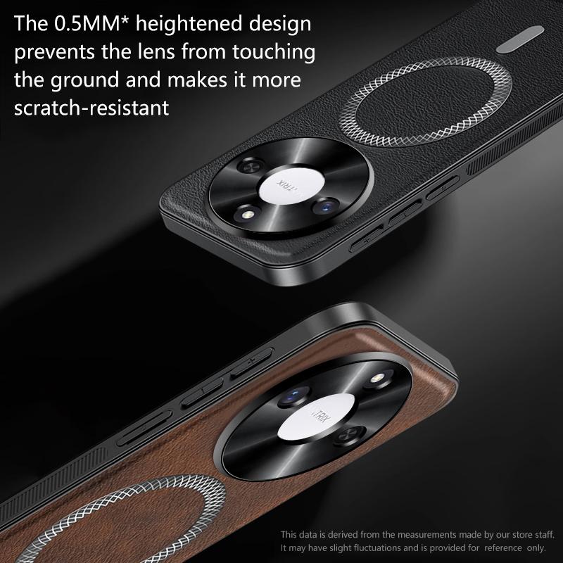 For Honor X60 Case Magnetic Elegant Leather Wear-Resistant Lens Fully Covered Non-Slip Grip Edge Cover Shell
