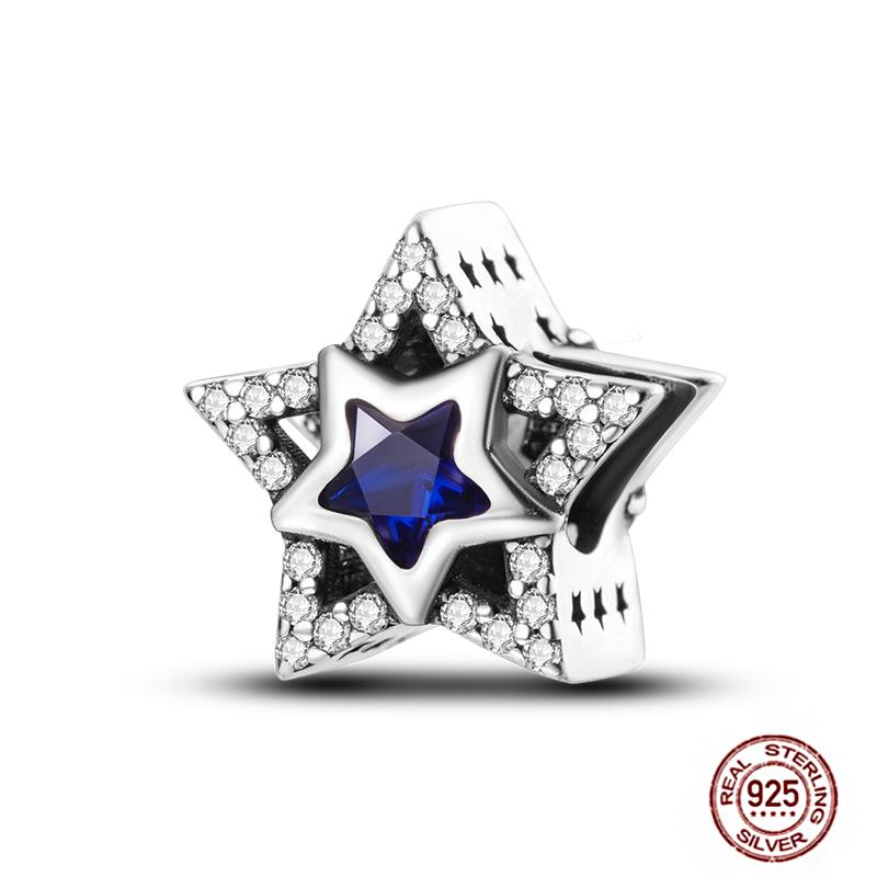 Round Clip Charms Plata Shining Moon Star Char Copper Spacer Clasp Fit Original Bracelet Glow Safety Chain Beads Diy Jewelry