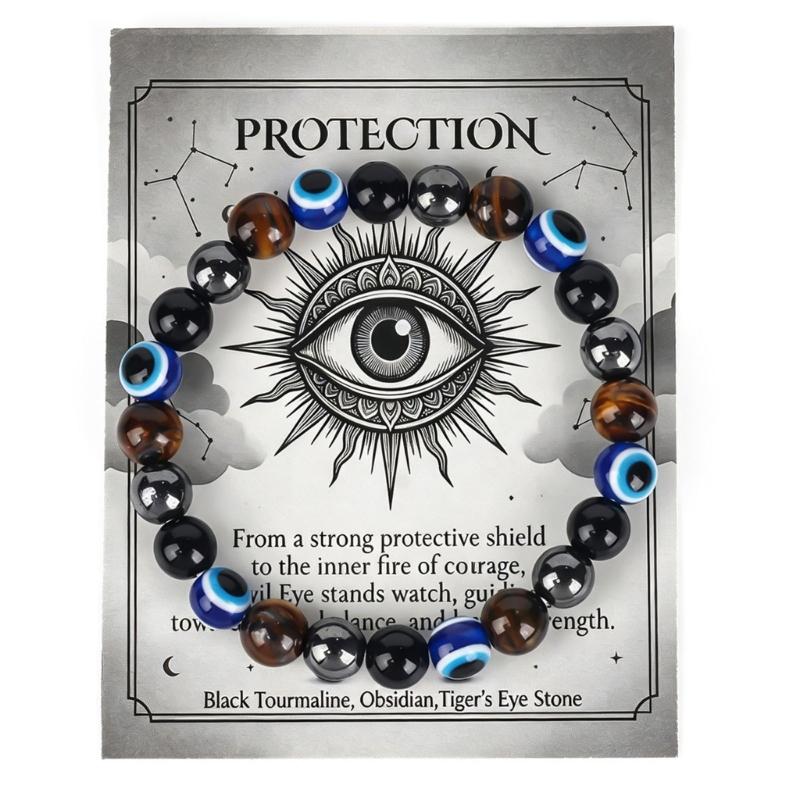 Devil Eye Bracelet Natural Stone Beads Hand String 16-18Cm Adjustable Design Wristband Accessory For Daily Wear Gift