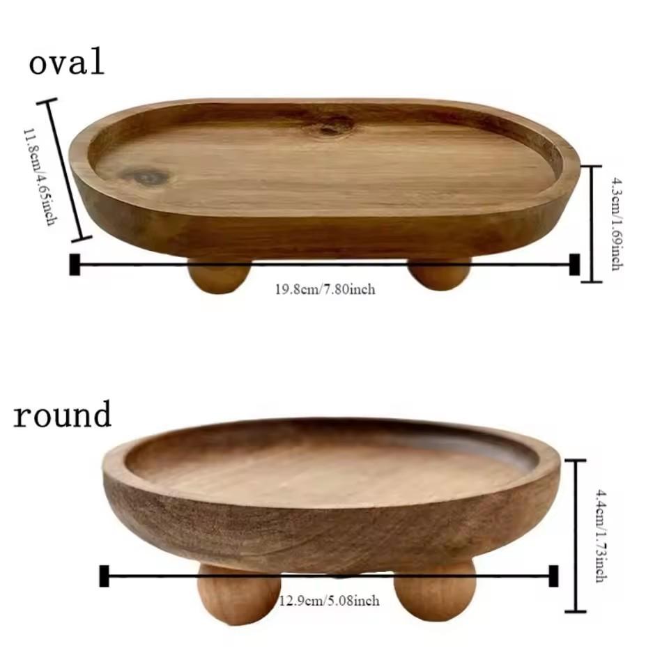 Handmade Wooden Serving Platter For Pastries And Candle Display Circular And Oval Platters Key Storage Multifunctional Mini Tray
