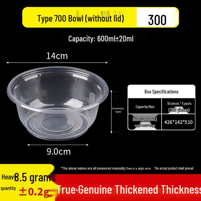 Thickened Disposable Plastic Food Bowl