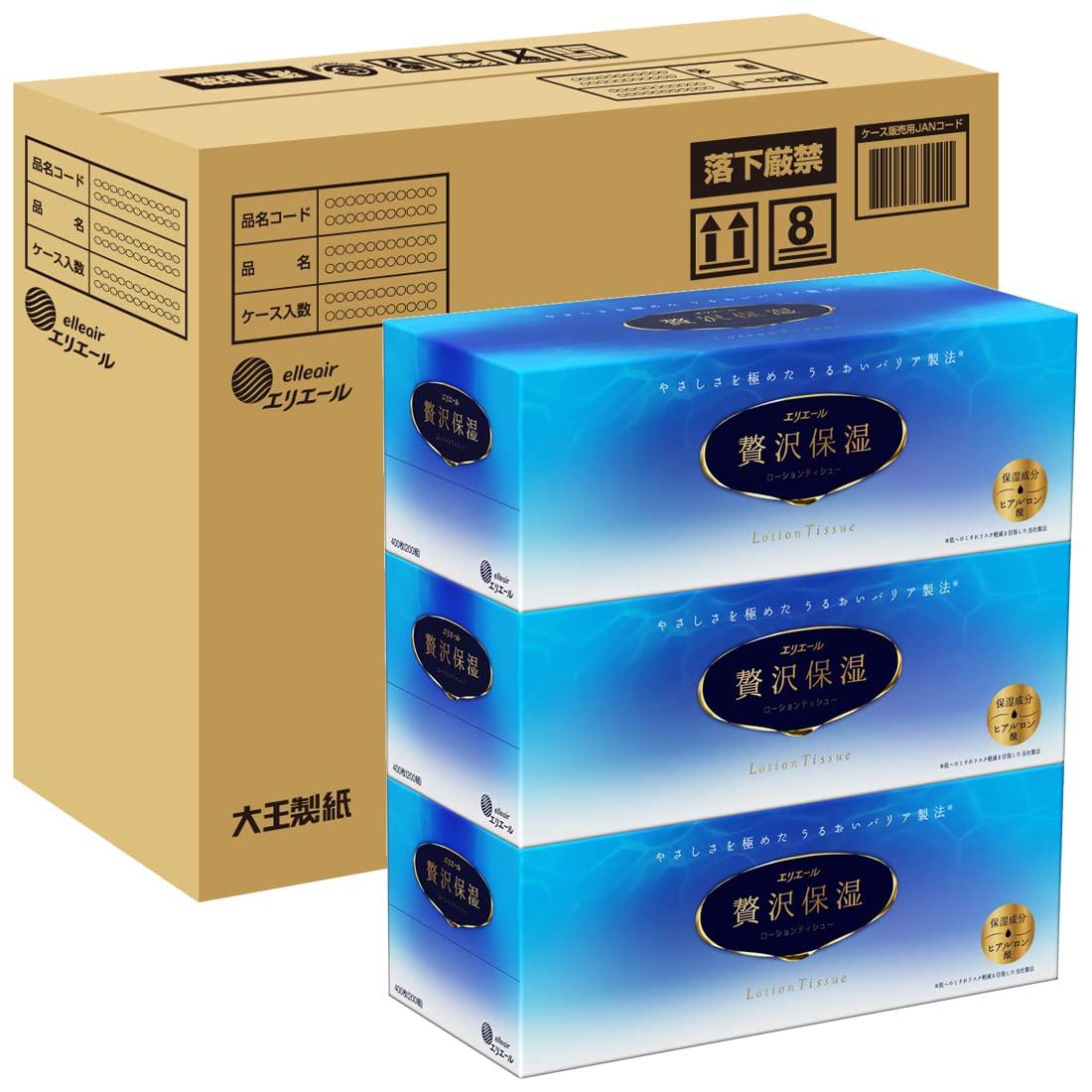 

Elleair Box Tissue Luxury Moisturizing 200 пар x 12 коробок коробок x 4 пульпи (3 упаковки) 100% [половина] білий