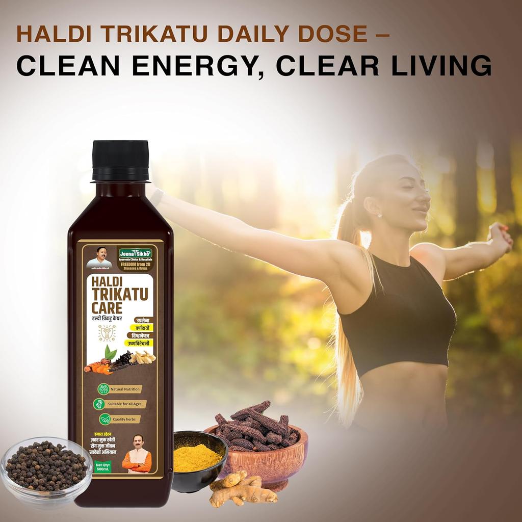 Jeena Sikho Haldi Trikatu Care Juice With Black Pepper Ginger Pipali Daily Wellness Digestive Support 500 Ml Use
