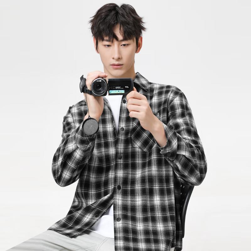 Mark Fairwhale Men's American Flannel Plaid Long Sleeve Shirt