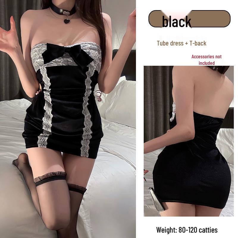 Reindeer-Themed Sexy Fur Lingerie Three-Piece Set for Women