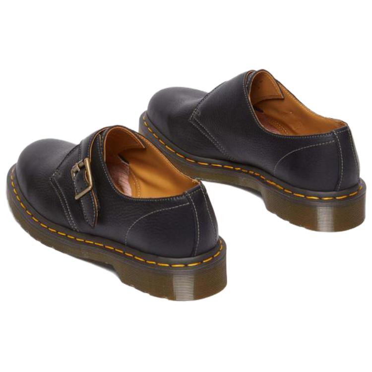 Dr. Martens Leather Comfortable Buckle Low-Top Casual Shoes Unisex Casual Shoes Black 31477001