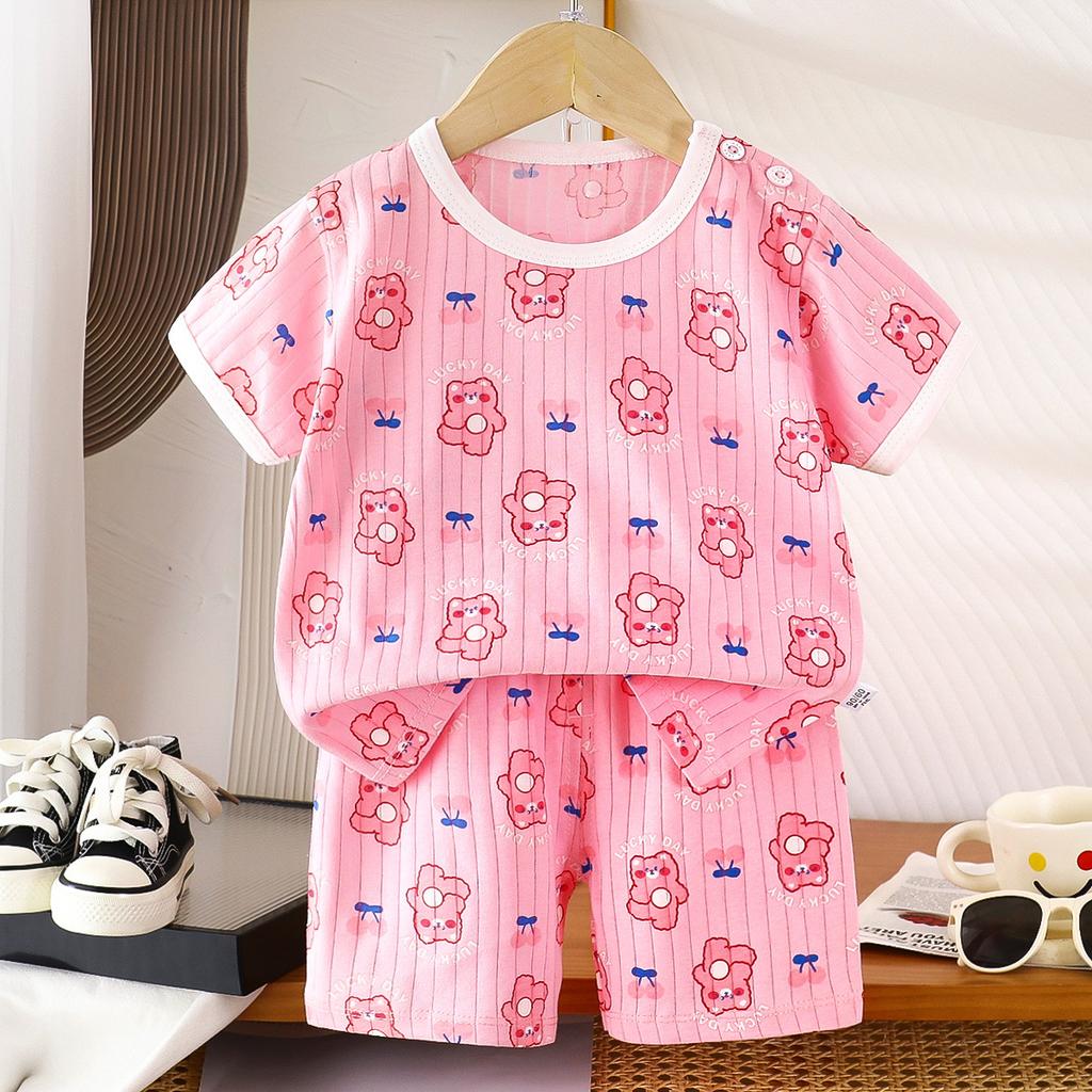 Neue Kinder Jungen Mädchen Sommer Kleidung Sets Kinder Niedlichen Cartoon Print Kurzarm T-Shirt Tops mit Shorts Kleinkind Baby Pyjamas