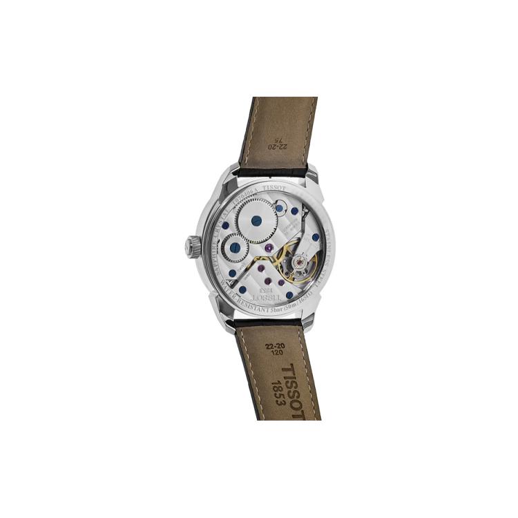 TISSOT Tencel Collection Mechanical Movement Men's Watch 43mm Black Dial Stainless Steel Case Leather Strap T070.406.16.057.00