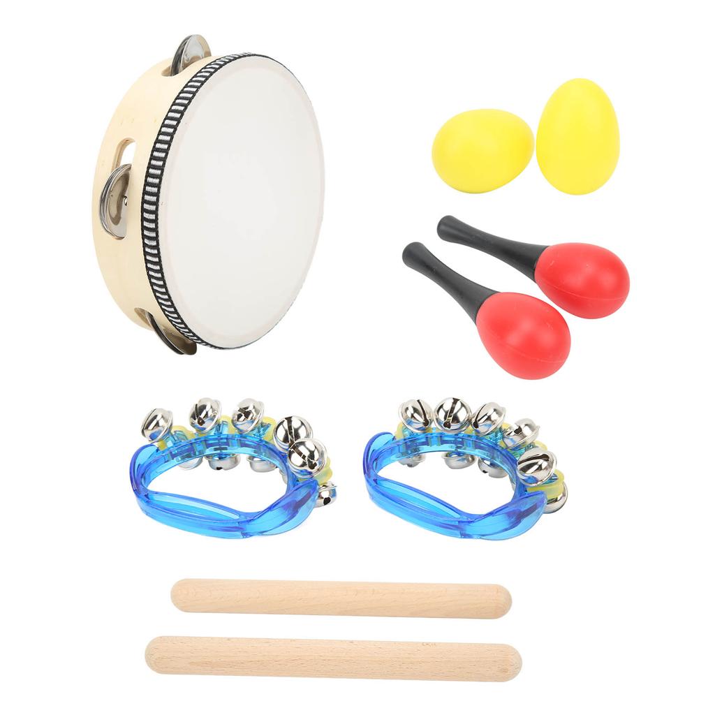 Kids Musical Instruments Set Hand Drum Egg Shaker Rumba Shaker Rattle Hand Jingle Bell Rhythm Stick Kit for Children