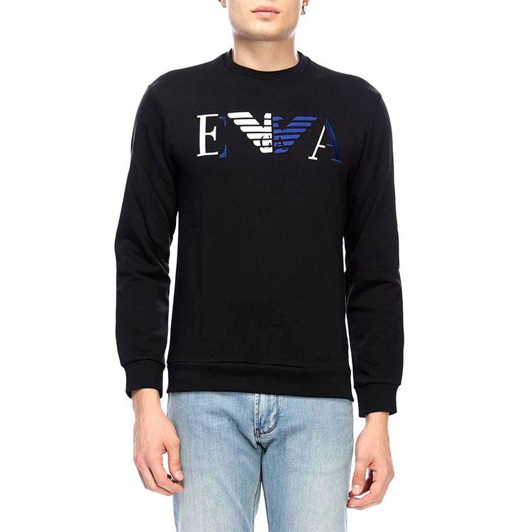 Emporio Armani Sweatshirts Men's Black Crew Neck Moderate Regular 6Z1MB3-1J07Z-0999