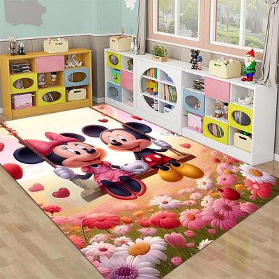 3D M-Minnie M-Mickey Maus Bedruckter Teppich für Wohnzimmer Schlafzimmer Fußmatte Dekor Überraschungsgeschenk für Jungen und Mädchen Potdemiel