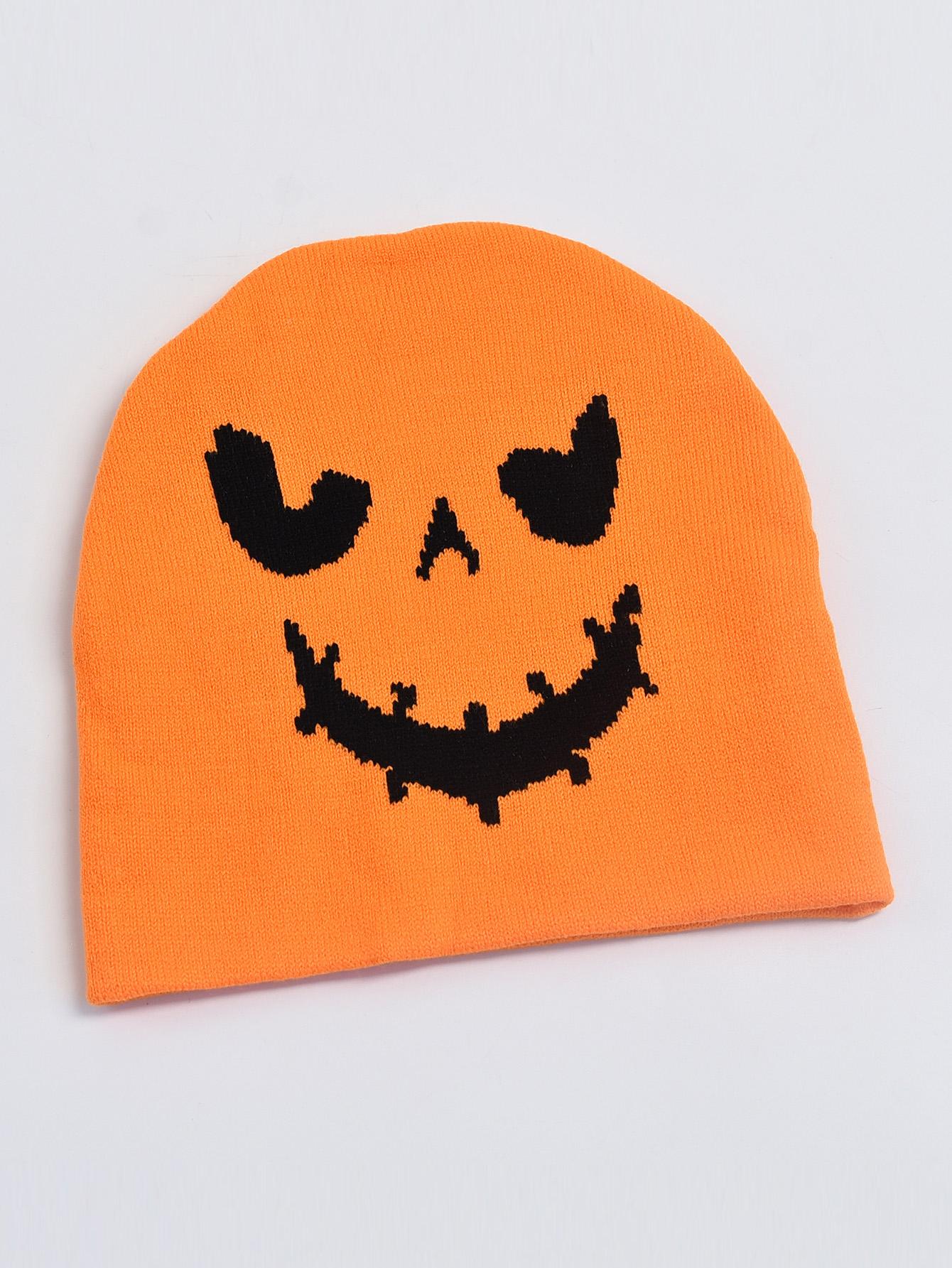 

Мужские и женские вязаные шапки с вышитыми рисунками в стиле хип-хоп, праздничные шляпы для вечеринок One Size оранжевый