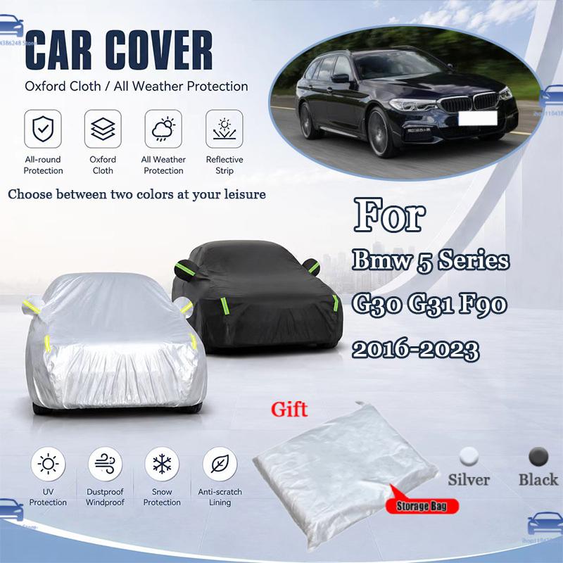 For Bmw 5 Series G30 G31 F90 2016- All Weather Oxford Car Cover Uv Snow Dustproof Reflective Strip Outdoor Protection