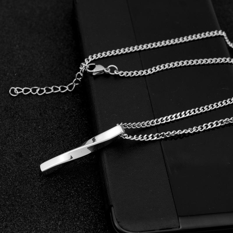 Titanium Steel Stainless Steel Square Bar Long Simple Unisex Fashion Necklace