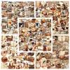 50Pcs/Set Vintage Cafe . Retro Coffee Time PET Clear Stickers Waterproof DIY Fashion Decals Journal Stickers (5 Styles)