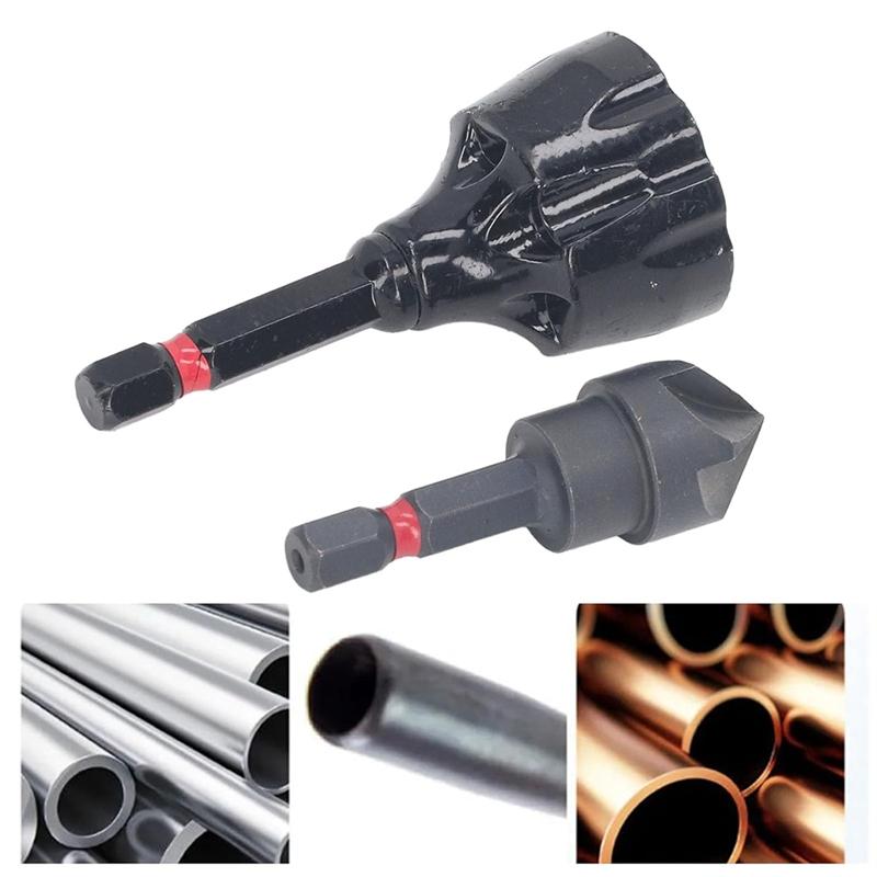 A23I-Deburring Chamfer Tool Set, 2PCS External Internal Rotary Deburring & Chamfer Tool, External Debur Coverage nero
