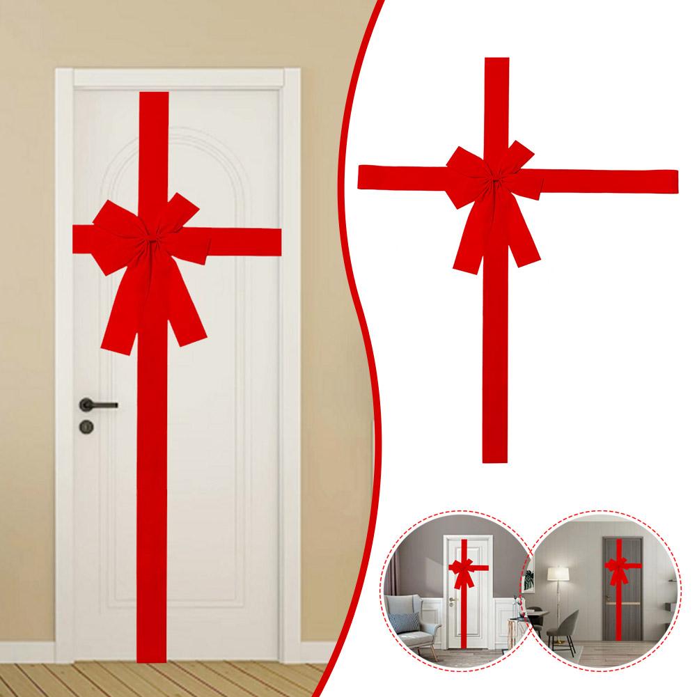 1pc Door Hanging Bow Christmas Ribbon Christmas Decoration Bow Year Party DIY Supplies 2024 New Ribbon Decoration Red Door V3K1