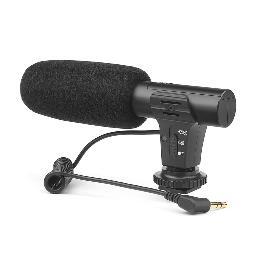 Simple Microphone 3.5mm Jack Hot Shoe Mount DV Stereo Microphone for Camera Interview Film Recording