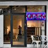 3D Mirror Neon Open Sign 48x20cm Double-Sided LED Light for Pizza Coffee Bar Store - Colorful Background Infinite Tunnel Light