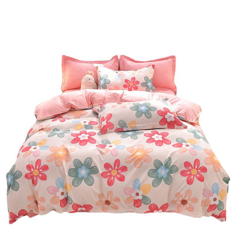 Plant Cashmere Sanded Four-Piece Bedding Set for Dorms & Homes