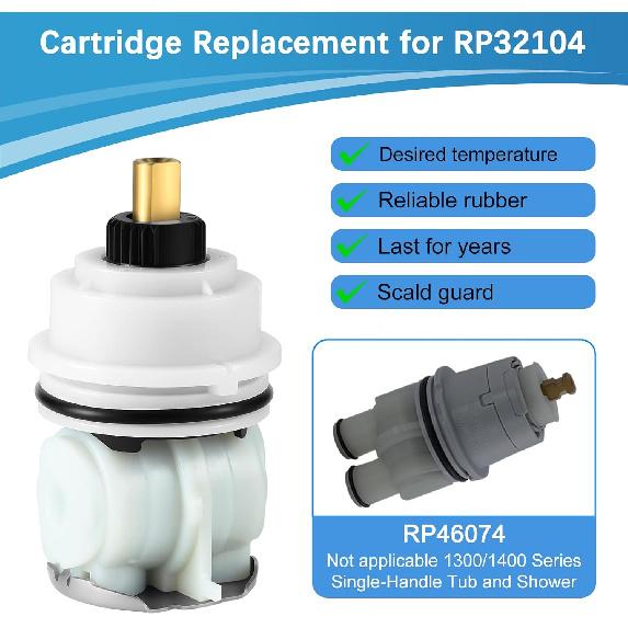RP32104 Shower Cartridge Replacement,Compatible with Delta Monitor 1700 Series (1998-2005) Showers, RP32104 Cartridge Assembly for Tub/Shower Faucet