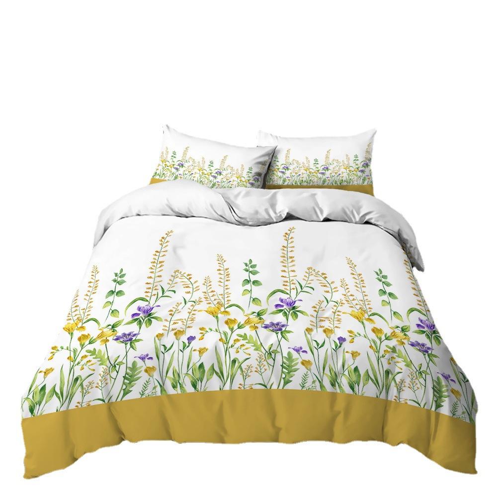 Small Fresh Floral Kit 3D Digital Printing Quilt Cover Bedding Flower Three-Piece Set