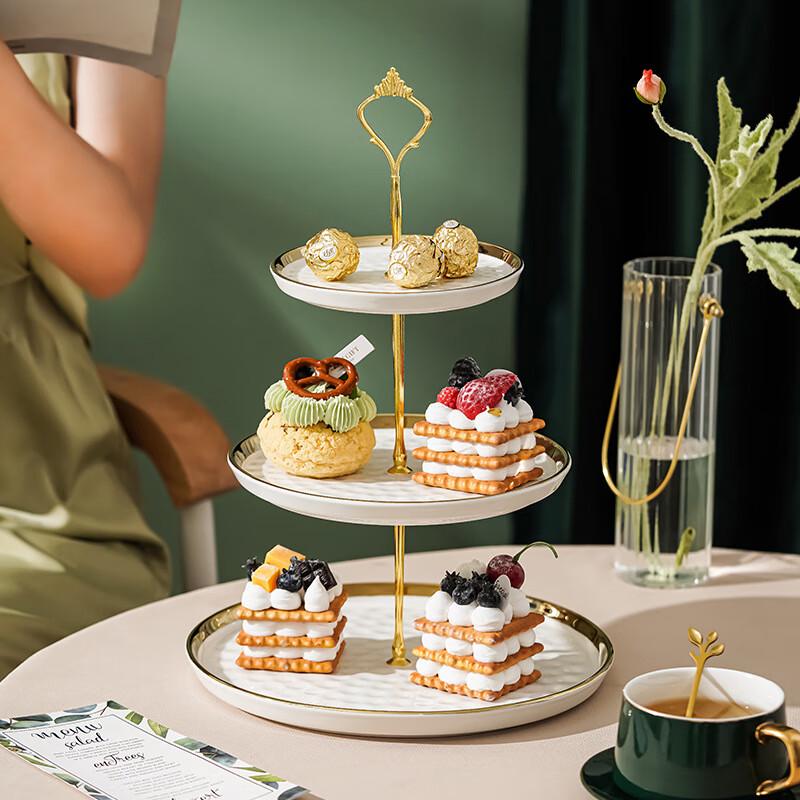 Leicht-Luxus zweistöckiger Keramik-Obst- & Kuchenständer