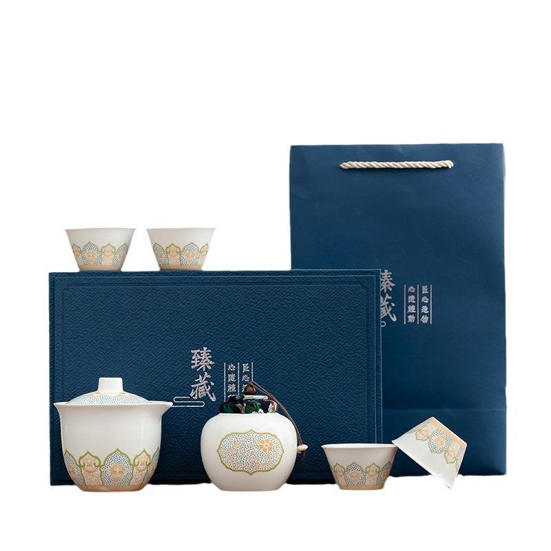 Portable Travel Tea Set Kung Fu Tea Set Teapot Set Household Ceramic Gift Box, Free Business Gift Print