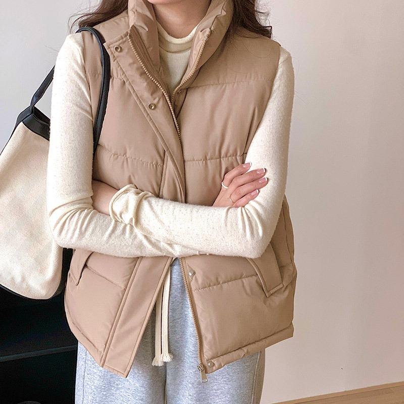 Spring and Autumn New Short Down Cotton Vest Women Wear Loose Outer Vest Jacket