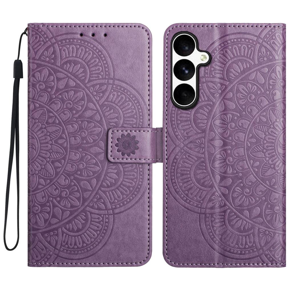 For Samsung Galaxy S25 FE Leather Case with Card Slots Mandala Pattern Phone Cover Stand