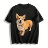 Welsh Corgi Aufdruck Lässiges Oberteil Unisex Vielseitiges Rundhals-T-Shirt Reines Baumwoll-T-Shirt