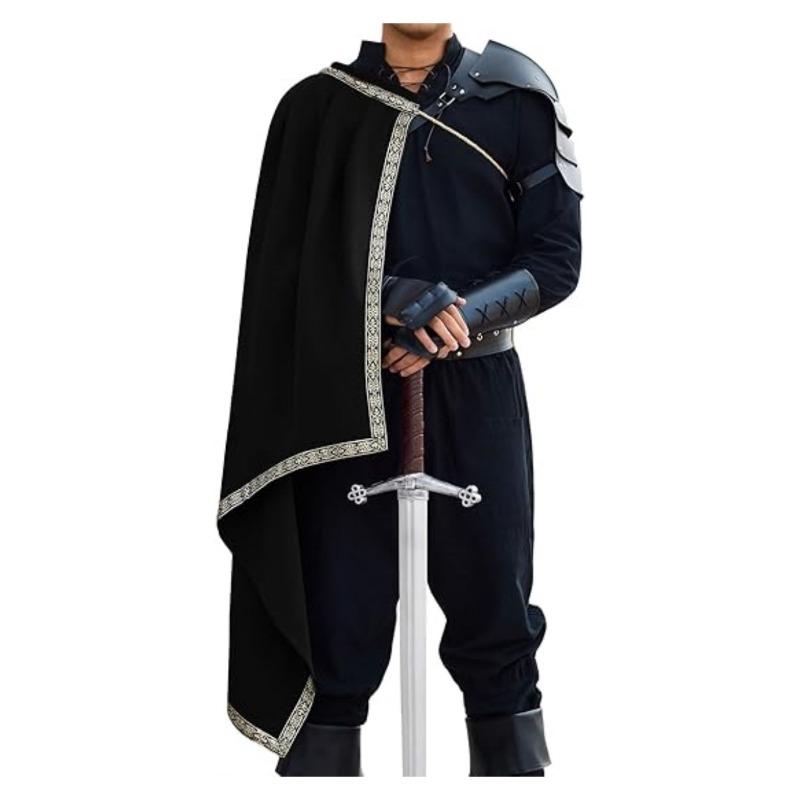 Vintage Medieval Cape Renaissance Half Shoulder Cloak LARP Costume M белый