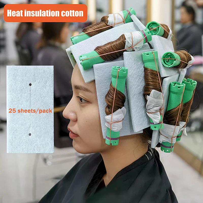 14/25 Pcs Salon Hair Perming Cotton Pad Barber Perm Hair Rod Patch Curl Wave Crimp High Temperature Accessory Styling Tools
