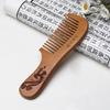 Dragon Phoenix Engraved Peach Wood Healthy Massage Anti-Static Hair Care Comb
