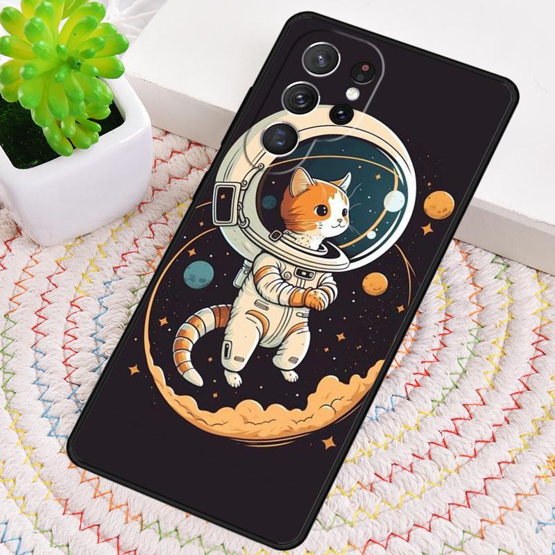 Funny Space Cat Silicone Phone Case For Samsung Galaxy Note 10 Pro S26 S25 S24 S23 S22 S21 Plus S25Ultra Capa Cover