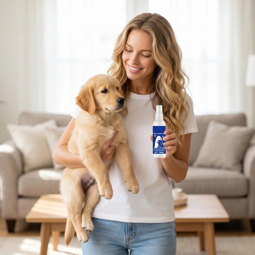 Spray Deodorante per Animali 100ML Formula Delicata Universale Eliminatore di Odori per Animali Domestici e Ambiente Deodorante Sicuro ed Efficace